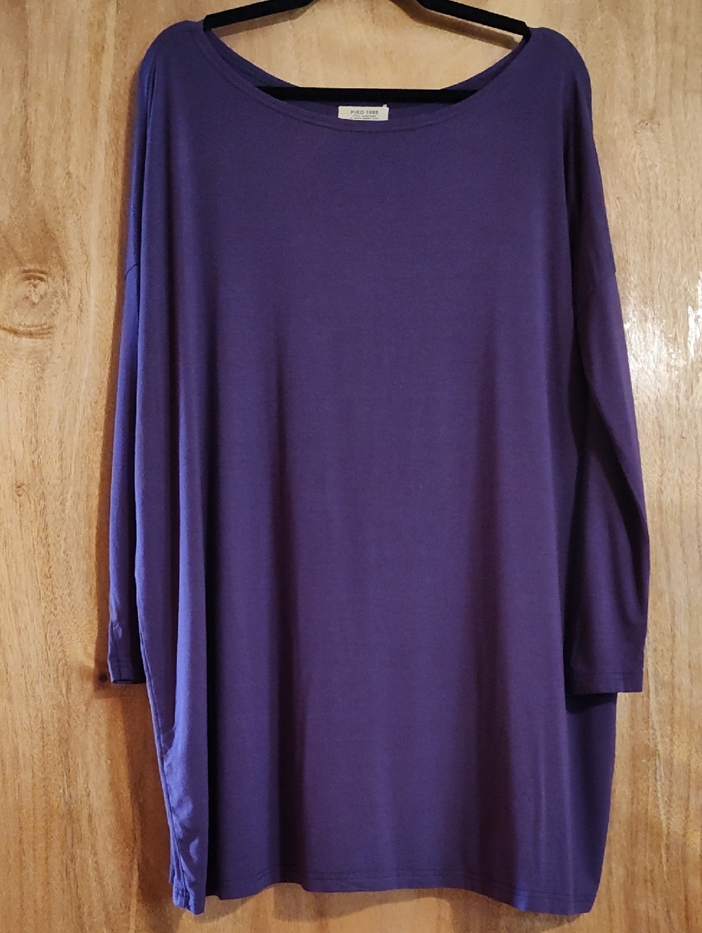 PIKO 1988 Womens Oversized Bamboo Blend Tunic Royal Purple Soft Jersey Knit Sm